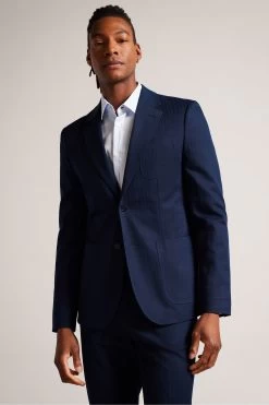 Ted Baker Blue Shakerj Slim Fit Cotton Linen Jacket