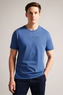 Ted Baker Alisbur Short Sleeved Branded Blue T-Shirt