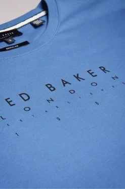 Ted Baker Alisbur Short Sleeved Branded Blue T-Shirt -Ted Baker Shop 611046s5