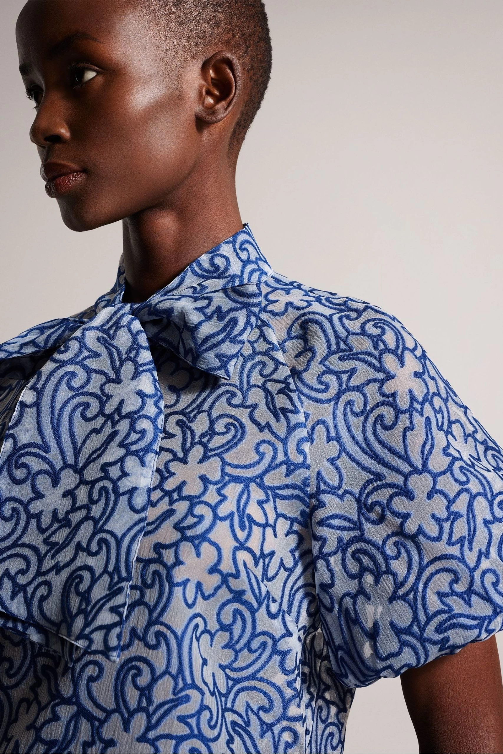 Ted Baker Blue Melodiy Brt Jacquard Puff Sleeve Top 5 Ted Baker Blue Melodiy Brt Jacquard Puff Sleeve Top - Image 3
