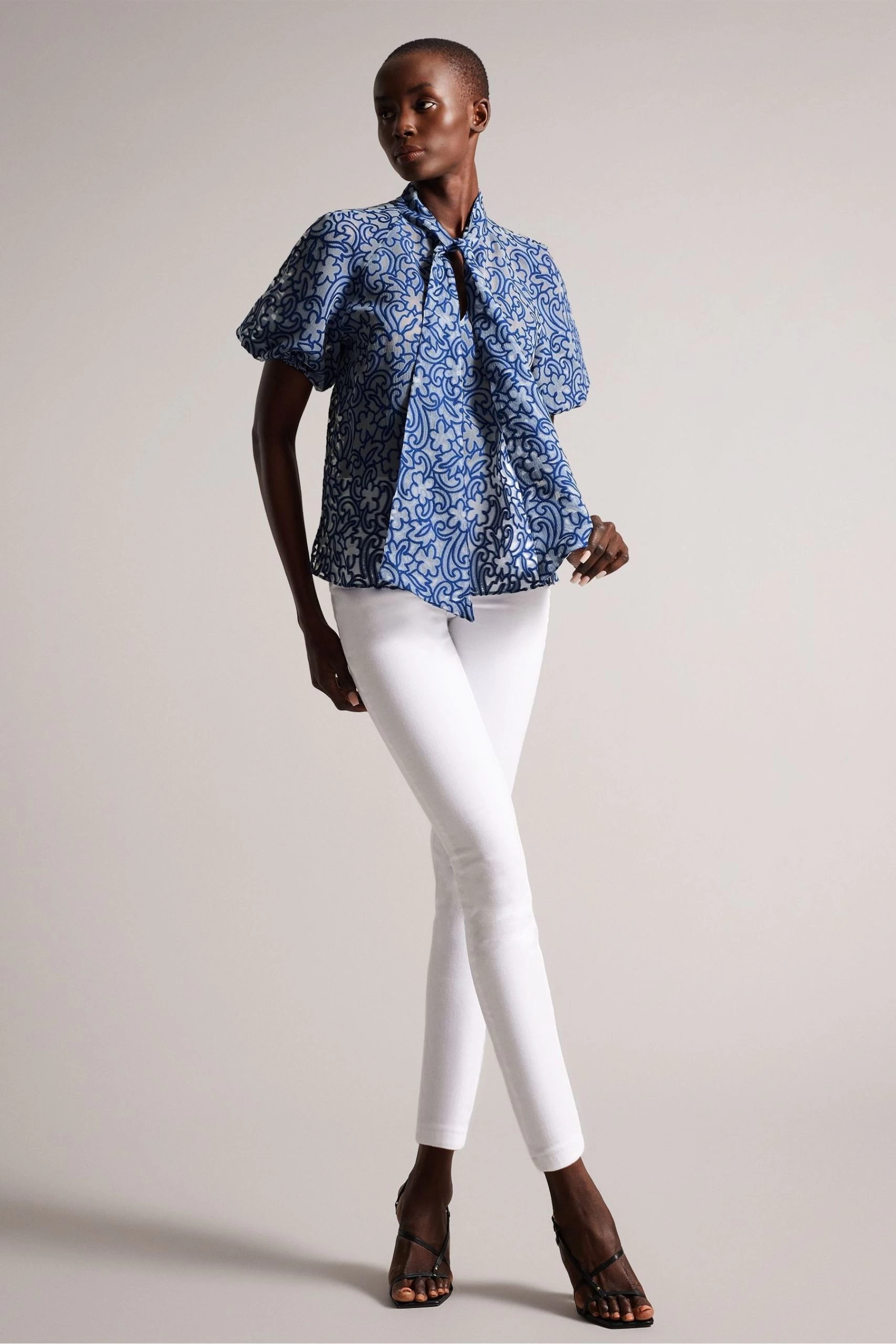 Ted Baker Blue Melodiy Brt Jacquard Puff Sleeve Top 6 Ted Baker Blue Melodiy Brt Jacquard Puff Sleeve Top - Image 4