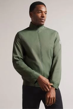 Ted Baker Green Arzona Smart Nylon Funnel Neck Bomber Jacket