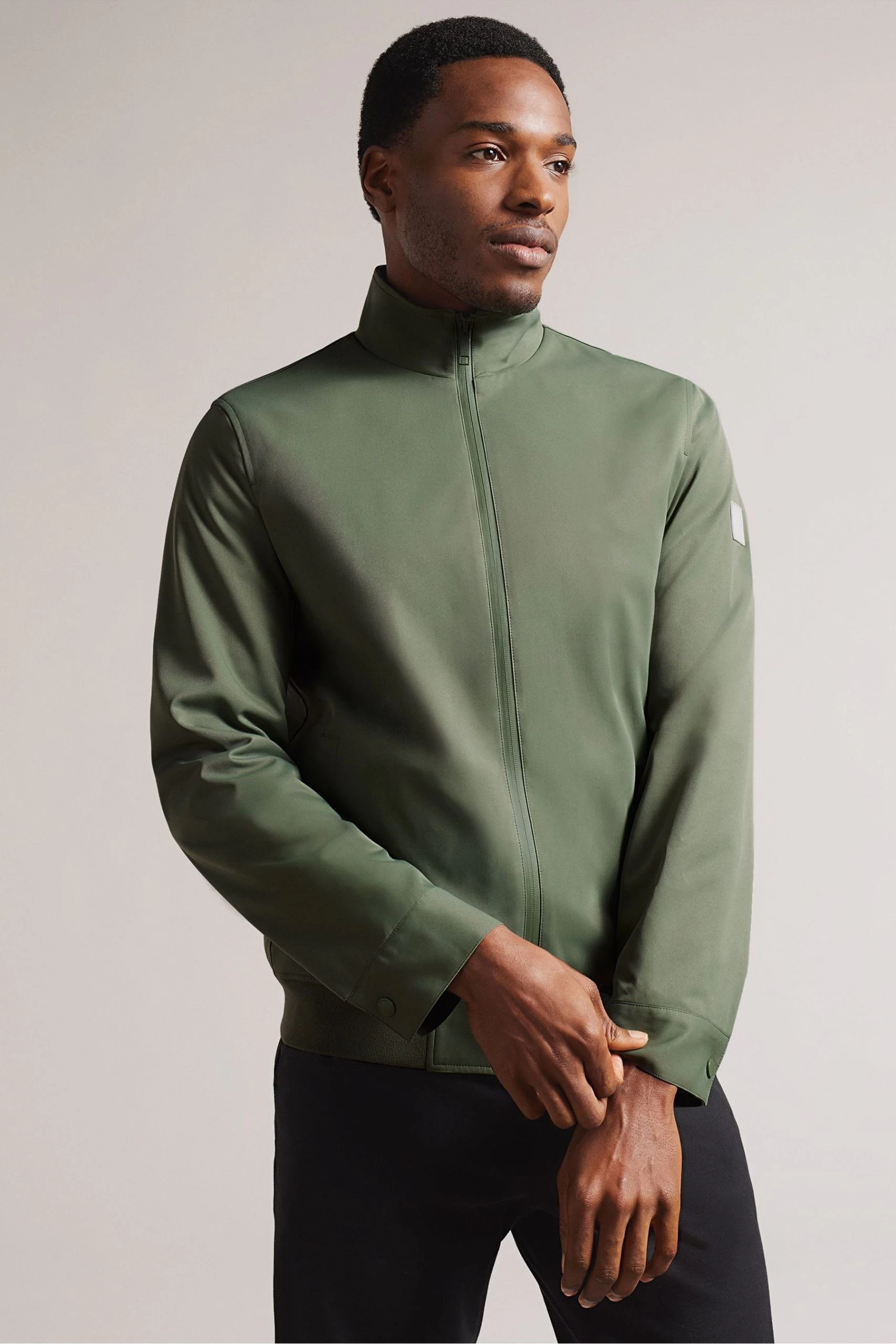 Ted Baker Green Arzona Smart Nylon Funnel Neck Bomber Jacket 3 Ted Baker Green Arzona Smart Nylon Funnel Neck Bomber Jacket