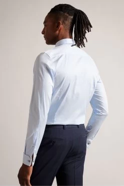 Ted Baker Blue Wragby Long Sleeved Tonal Magnolia Jacquard Shirt 7 Ted Baker Blue Wragby Long Sleeved Tonal Magnolia Jacquard Shirt -Ted Baker Shop 650934s2