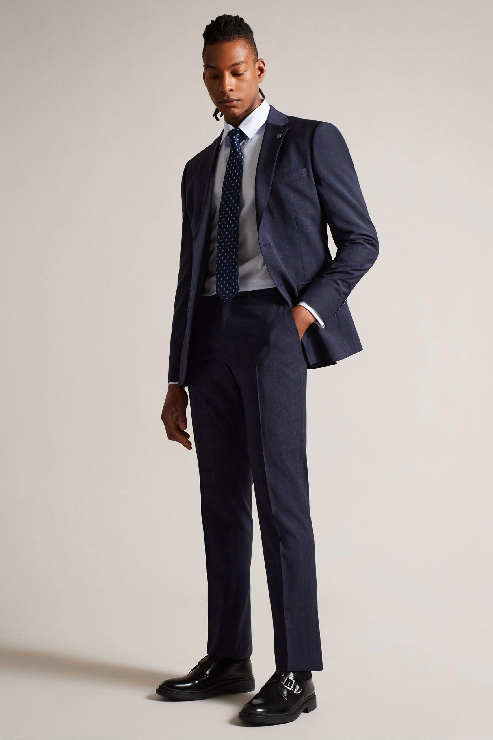 Ted Baker Blue Wragby Long Sleeved Tonal Magnolia Jacquard Shirt 5 Ted Baker Blue Wragby Long Sleeved Tonal Magnolia Jacquard Shirt - Image 3