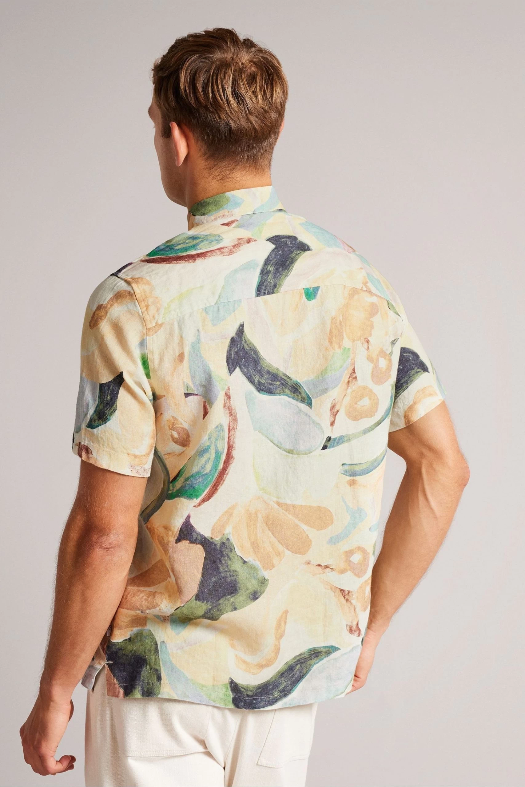 Ted Baker Renato Multicol Short Sleeved Floral Printed Natural Shirt 4 Ted Baker Renato Multicol Short Sleeved Floral Printed Natural Shirt - Image 2