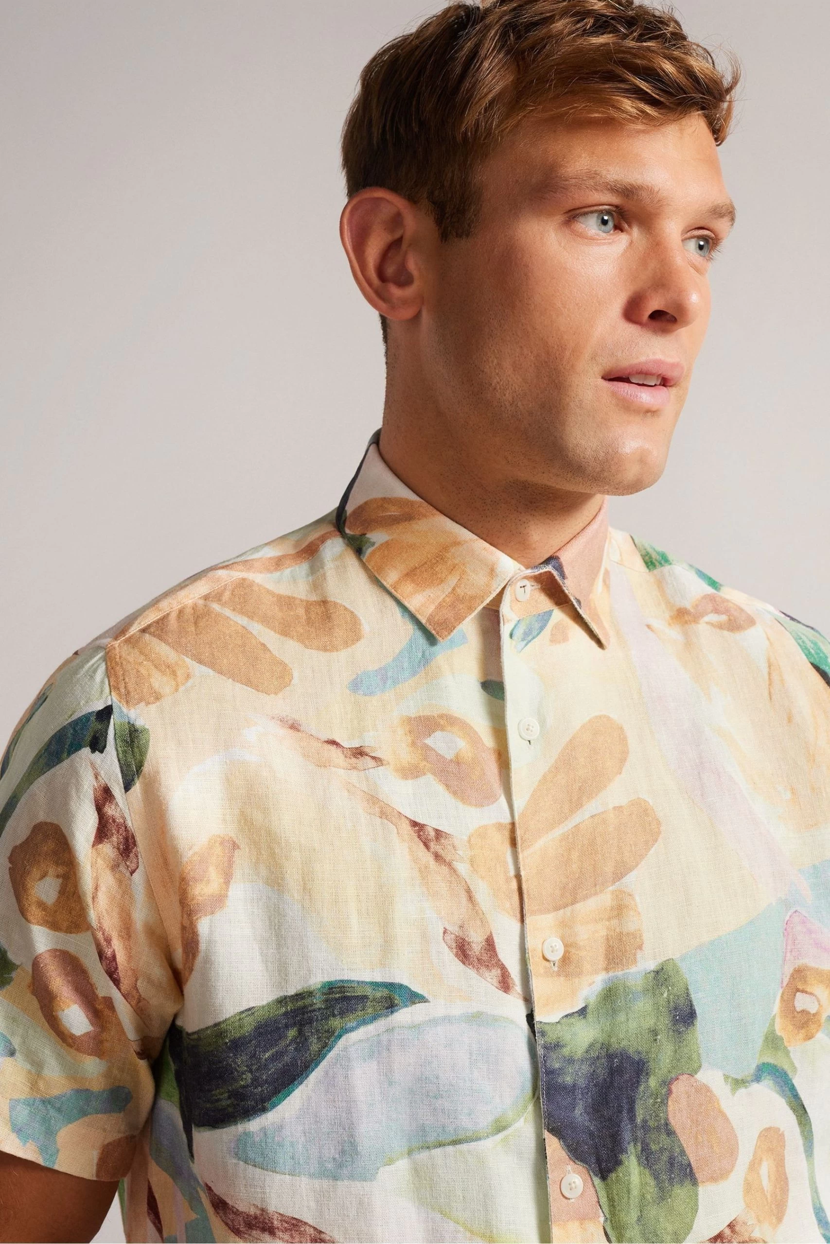 Ted Baker Renato Multicol Short Sleeved Floral Printed Natural Shirt 6 Ted Baker Renato Multicol Short Sleeved Floral Printed Natural Shirt - Image 4