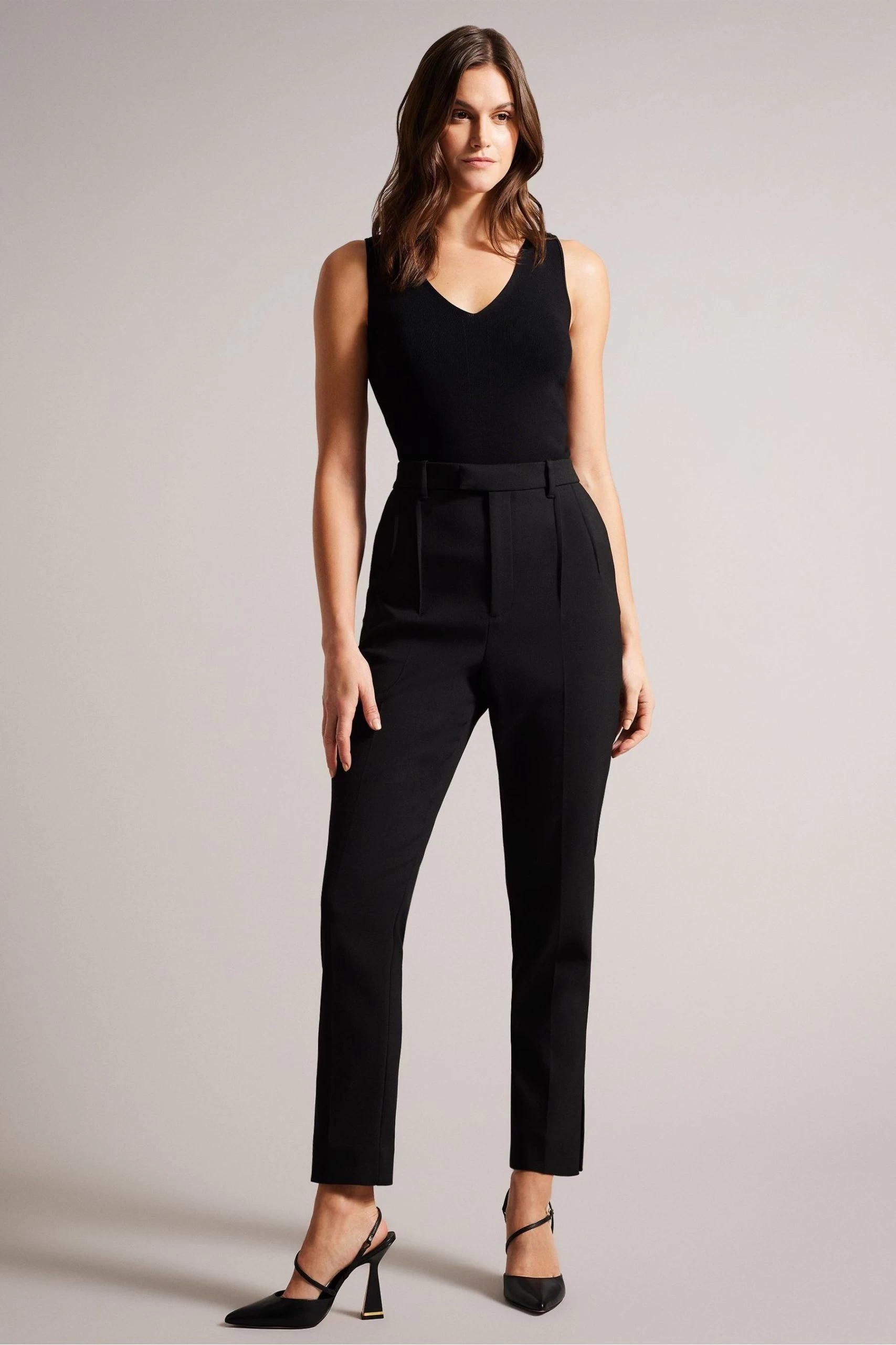 Ted Baker Josiiy Black V-Neck Slim Fit Sleeveless Knit Top 3 Ted Baker Josiiy Black V-Neck Slim Fit Sleeveless Knit Top