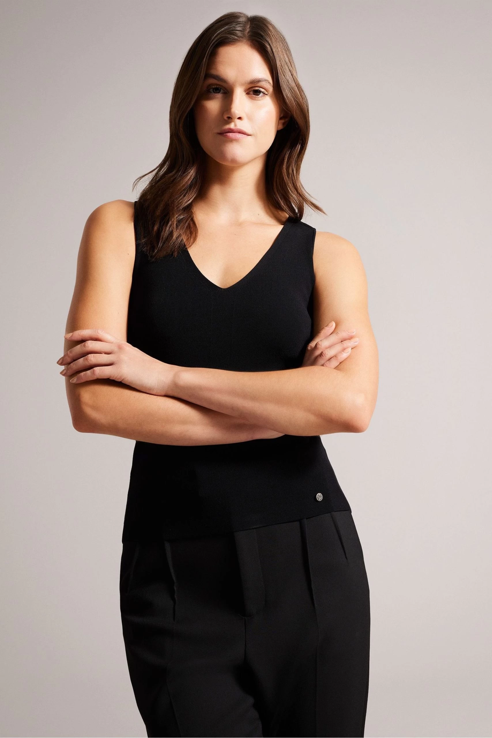 Ted Baker Josiiy Black V-Neck Slim Fit Sleeveless Knit Top 5 Ted Baker Josiiy Black V-Neck Slim Fit Sleeveless Knit Top - Image 3