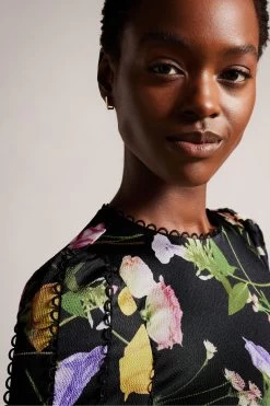 Ted Baker Arianya Blouson Sleeve Black Midi Dress -Ted Baker Shop 675476s4