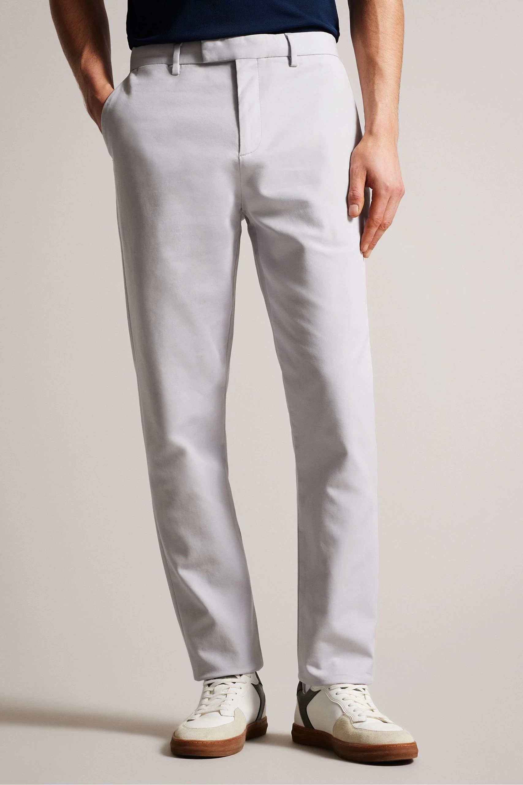 Ted Baker Grey Lenard Slim Fit Smart Cotton Stretch Chinos 3 Ted Baker Grey Lenard Slim Fit Smart Cotton Stretch Chinos