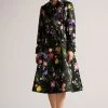 Ted Baker Moiraa Printed Double Breasted Black Trench Coat -Ted Baker Shop 693927s