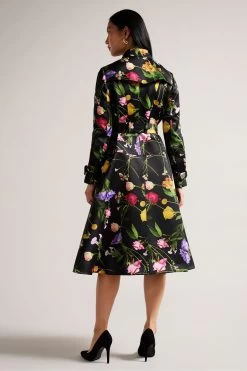Ted Baker Moiraa Printed Double Breasted Black Trench Coat 10 Ted Baker Moiraa Printed Double Breasted Black Trench Coat -Ted Baker Shop 693927s2