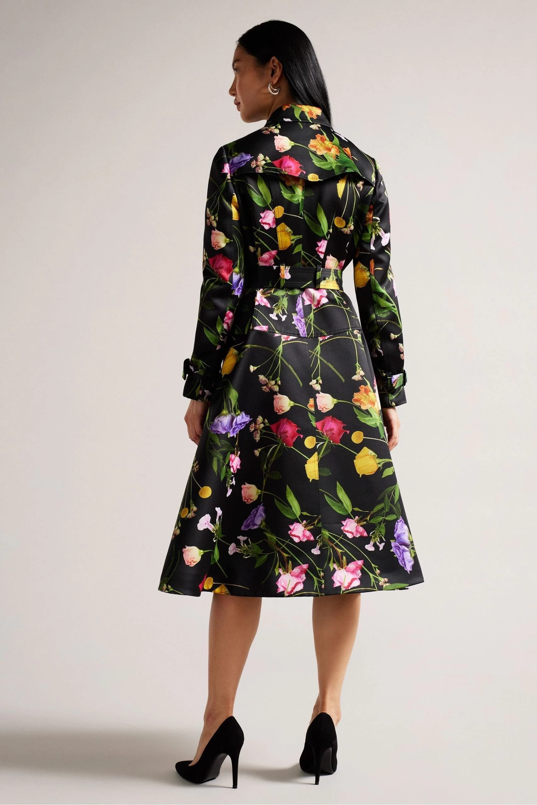 Ted Baker Moiraa Printed Double Breasted Black Trench Coat 4 Ted Baker Moiraa Printed Double Breasted Black Trench Coat - Image 2