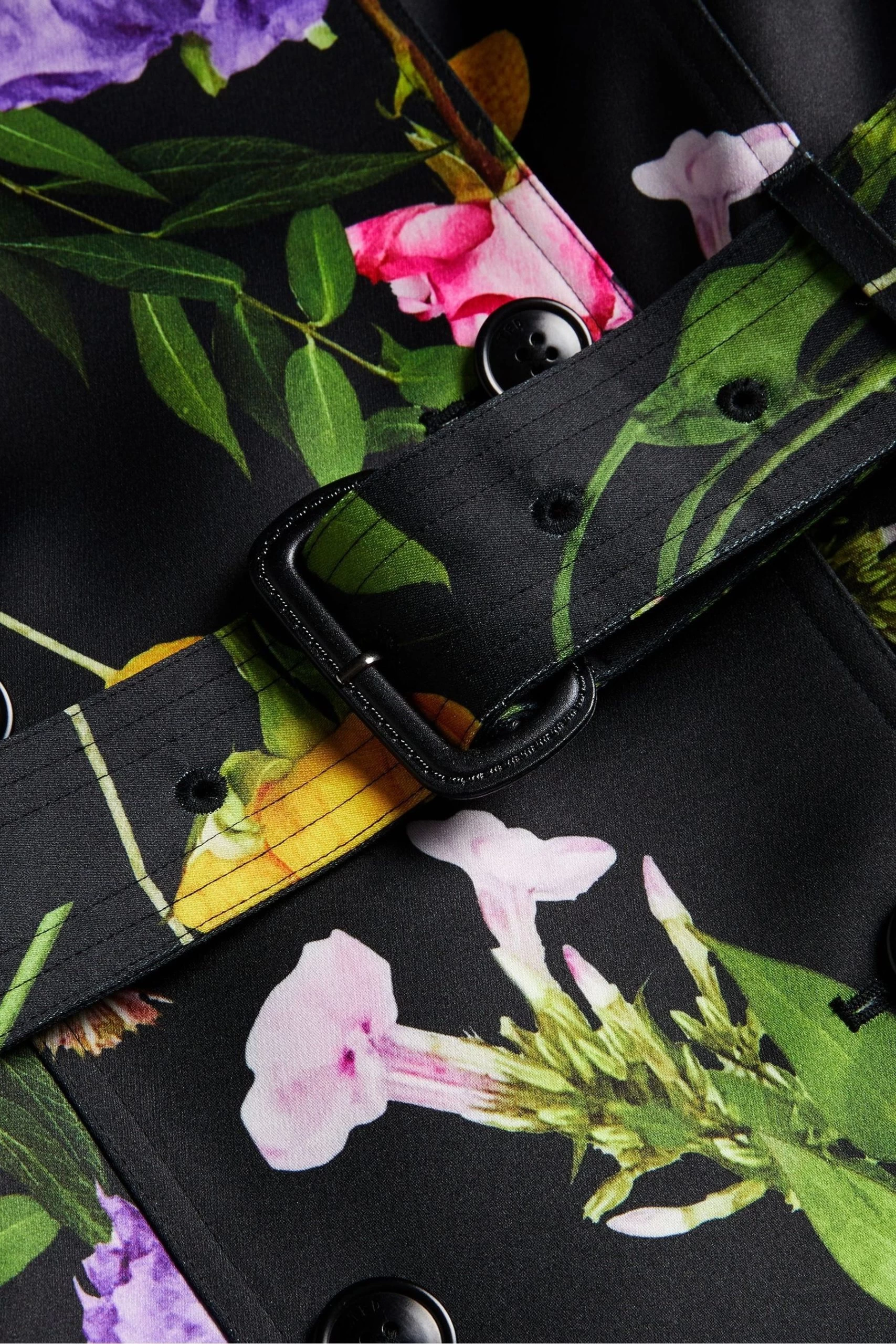 Ted Baker Moiraa Printed Double Breasted Black Trench Coat 9 Ted Baker Moiraa Printed Double Breasted Black Trench Coat - Image 7