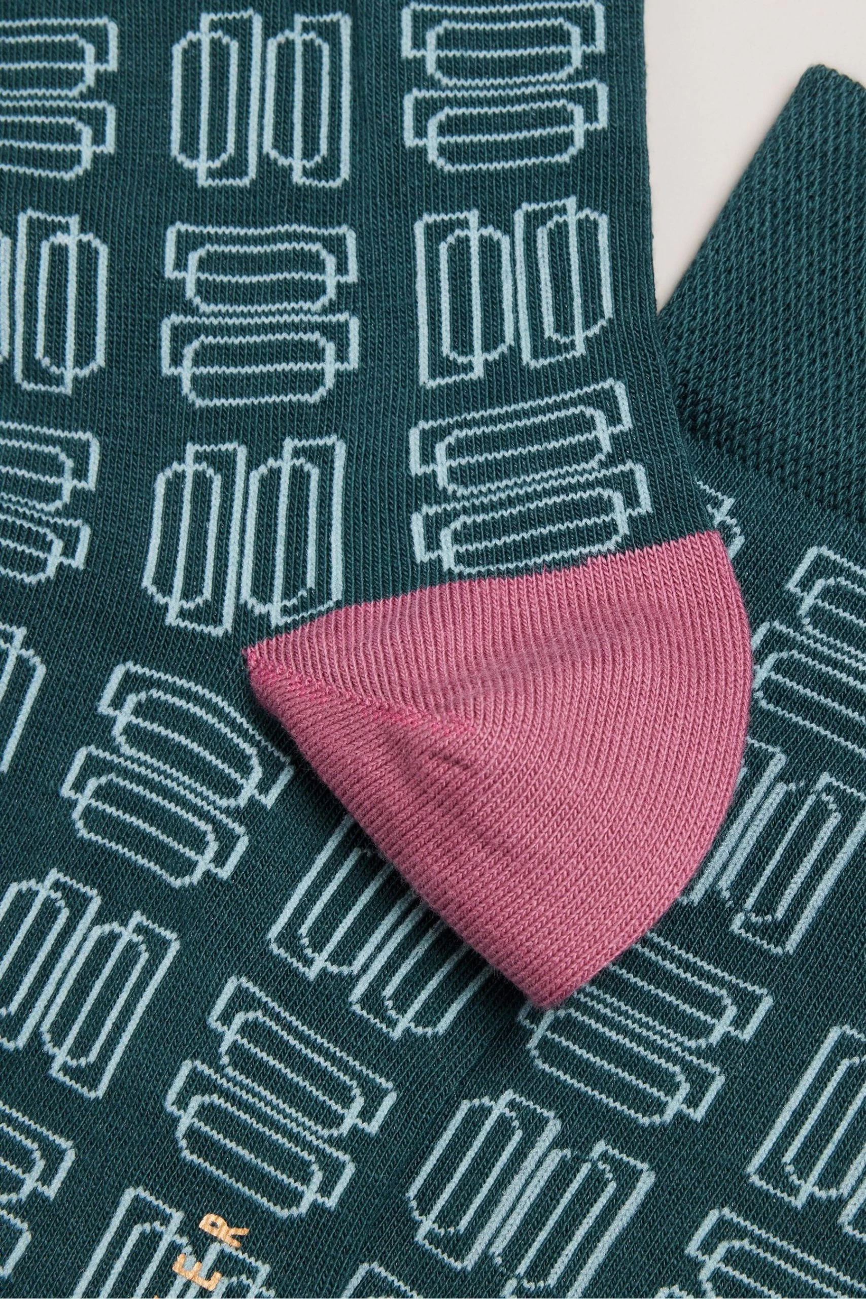 Ted Baker Green Gridsoc Geometric Pattern Socks 5 Ted Baker Green Gridsoc Geometric Pattern Socks - Image 3