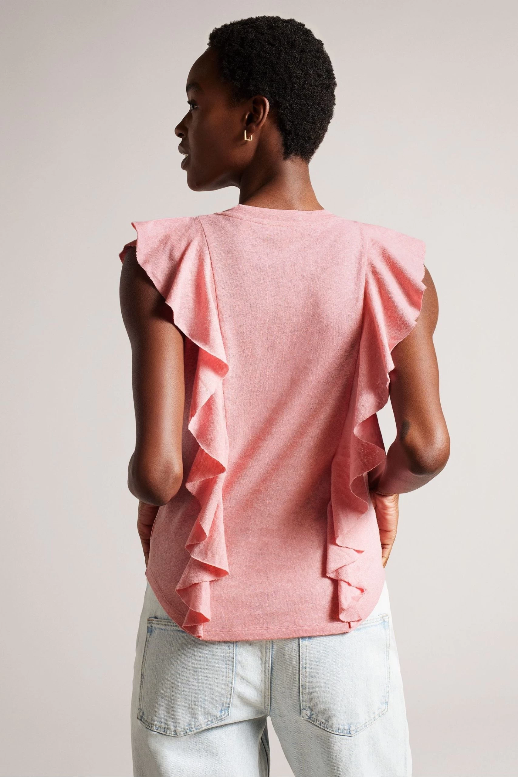 Ted Baker Pink Kathley Frill Linen Vest 4 Ted Baker Pink Kathley Frill Linen Vest - Image 2