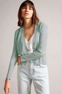 Ted Baker Green Joslina Delicate Pointelle Knit Cardigan