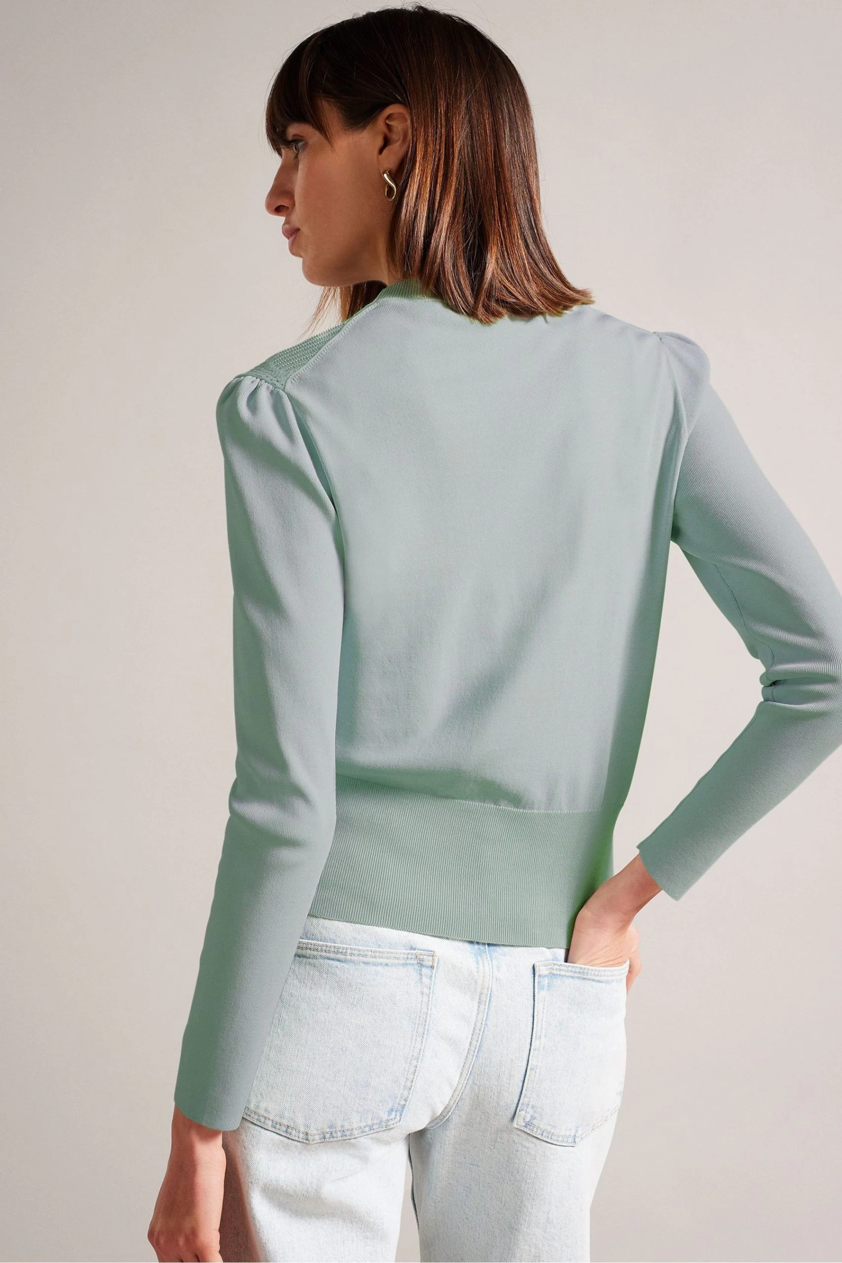 Ted Baker Green Joslina Delicate Pointelle Knit Cardigan 4 Ted Baker Green Joslina Delicate Pointelle Knit Cardigan - Image 2