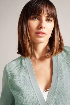 Ted Baker Green Joslina Delicate Pointelle Knit Cardigan 10 Ted Baker Green Joslina Delicate Pointelle Knit Cardigan -Ted Baker Shop 721193s4