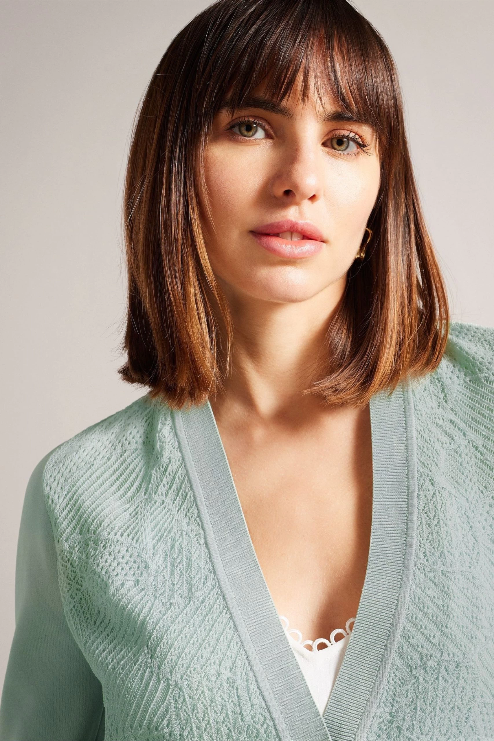 Ted Baker Green Joslina Delicate Pointelle Knit Cardigan 6 Ted Baker Green Joslina Delicate Pointelle Knit Cardigan - Image 4