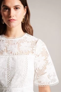Ted Baker Lydiiha Fit And Flare Tiered Lace White Dress 12 Ted Baker Lydiiha Fit And Flare Tiered Lace White Dress -Ted Baker Shop 732321s4