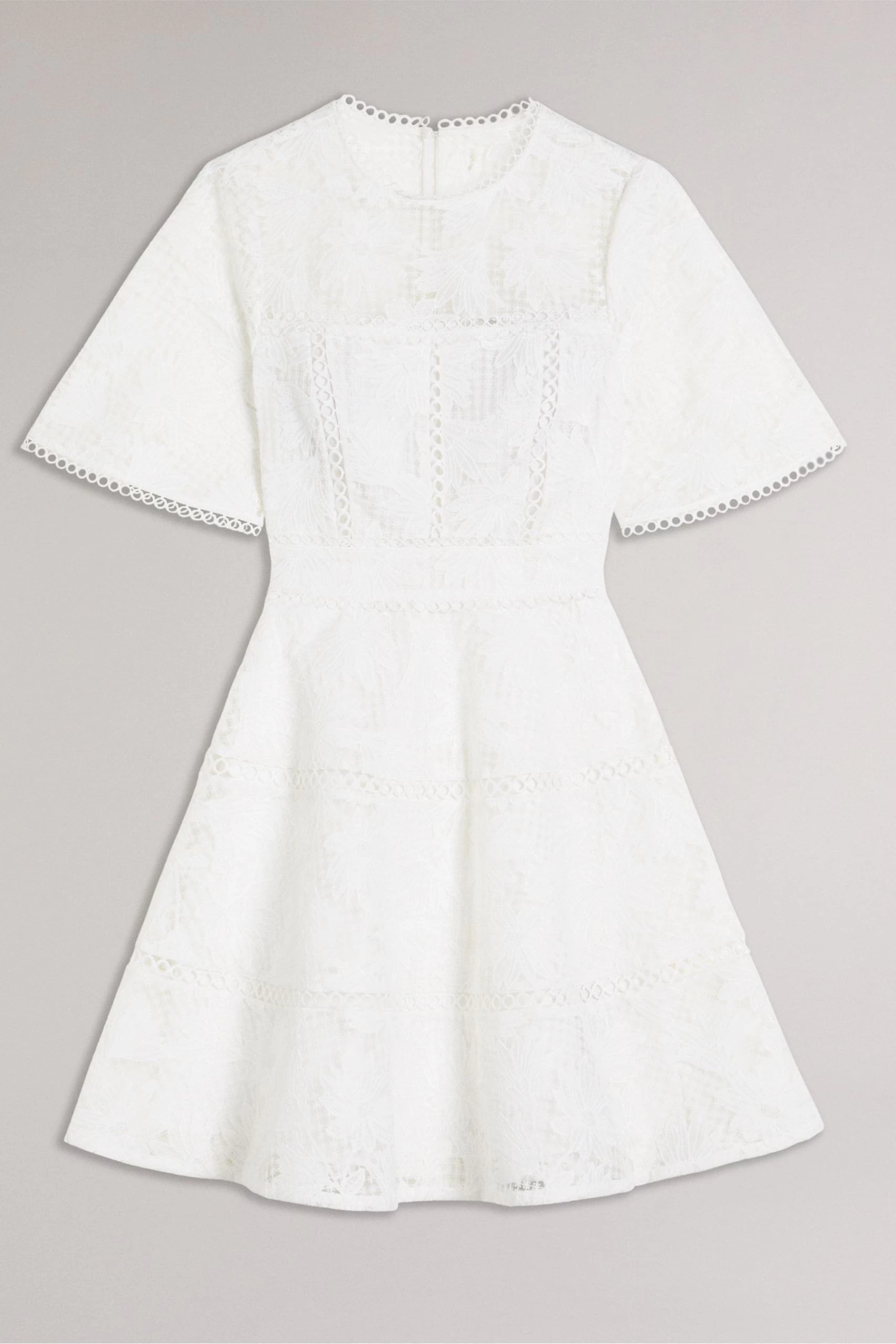 Ted Baker Lydiiha Fit And Flare Tiered Lace White Dress 7 Ted Baker Lydiiha Fit And Flare Tiered Lace White Dress - Image 5