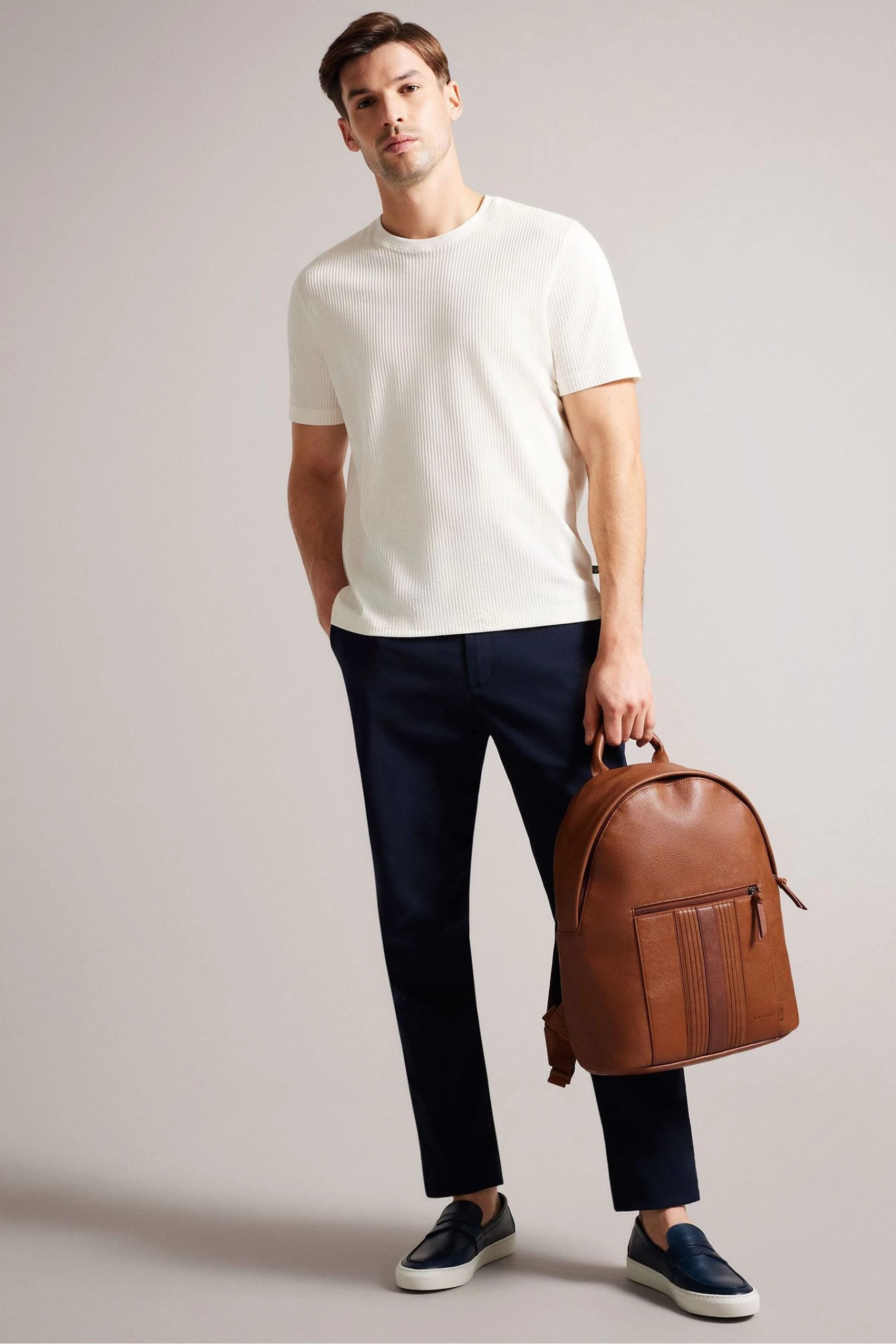 Ted Baker Esentle Tan Striped Pu Brown Backpack 6 Ted Baker Esentle Tan Striped Pu Brown Backpack - Image 4