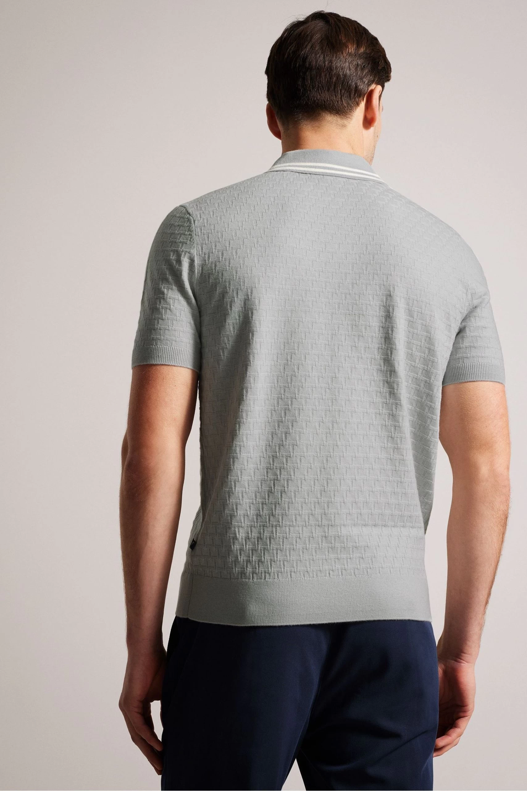 Ted Baker Mahana Light Grey Ss Regular T Stitched Polo Shirt 4 Ted Baker Mahana Light Grey Ss Regular T Stitched Polo Shirt - Image 2