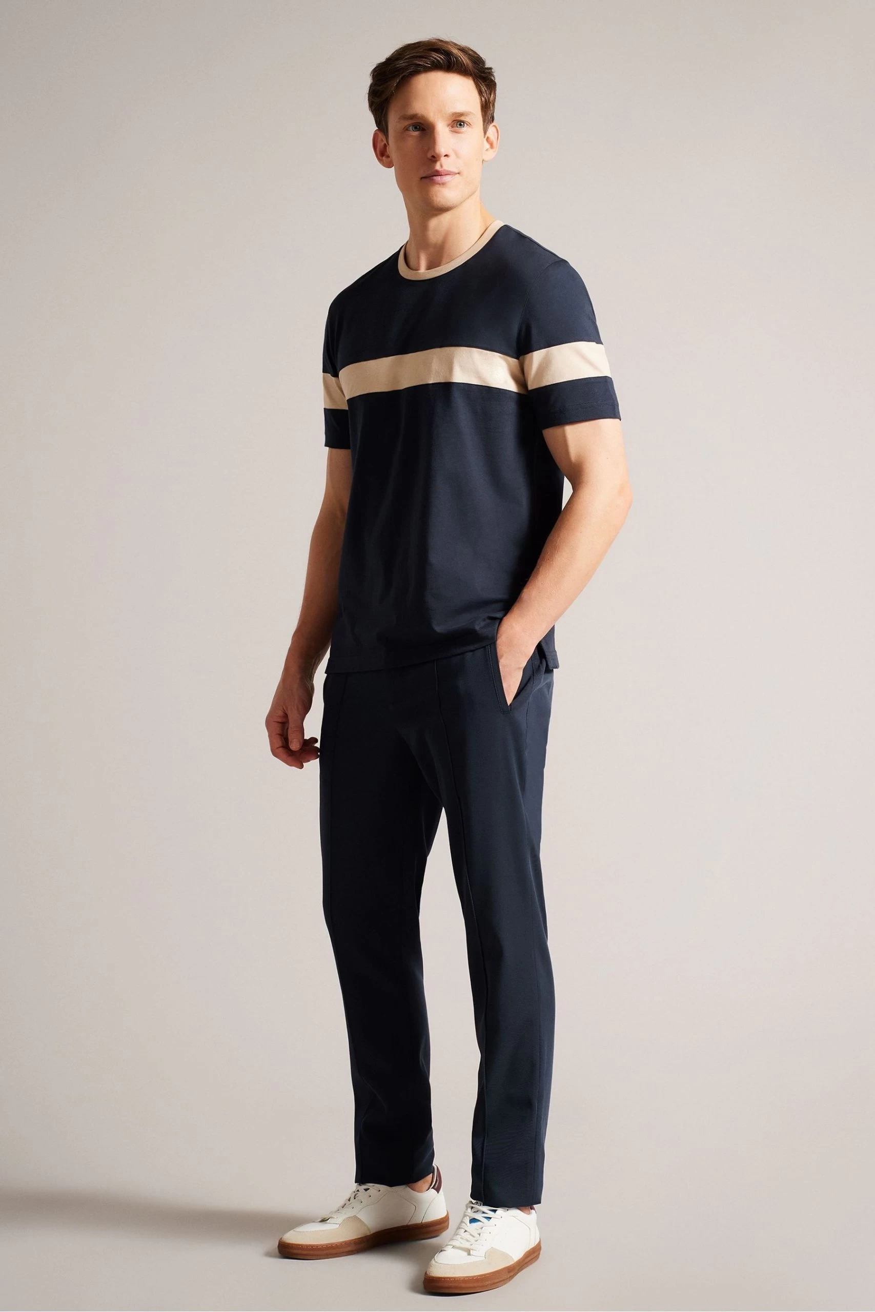 Ted Baker Blue Trez Short Sleeved Regular Colour Block T-Shirt 5 Ted Baker Blue Trez Short Sleeved Regular Colour Block T-Shirt - Image 3