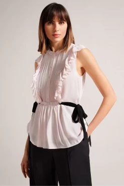 Ted Baker Evalie Nude Sleeveless Frilled Top