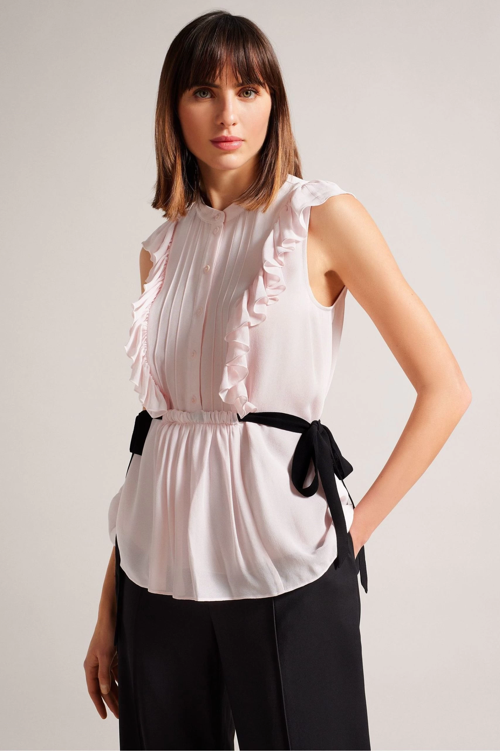 Ted Baker Evalie Nude Sleeveless Frilled Top 3 Ted Baker Evalie Nude Sleeveless Frilled Top