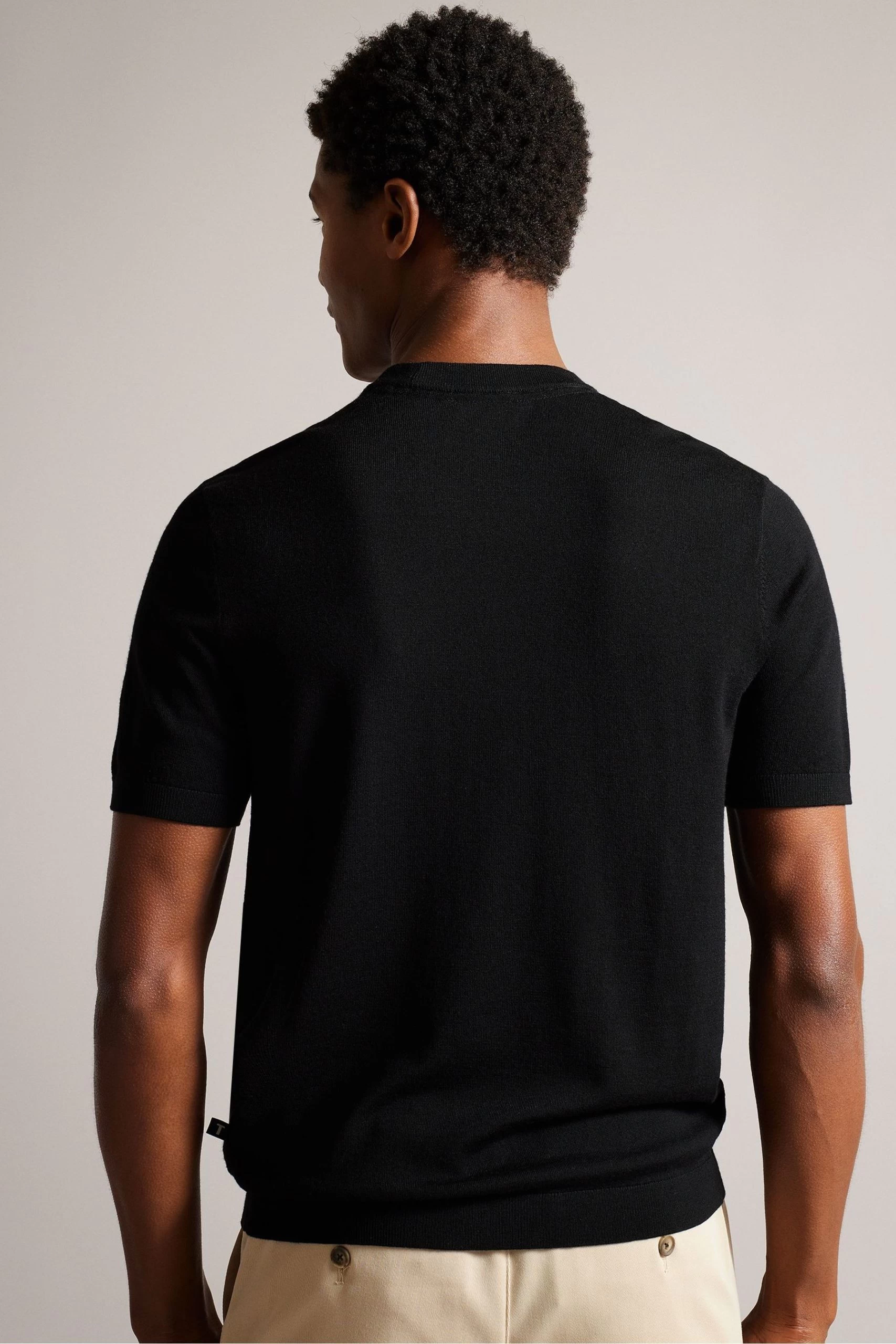 Ted Baker Senti Short Sleeved Knitted Plain Black T-Shirt 4 Ted Baker Senti Short Sleeved Knitted Plain Black T-Shirt - Image 2