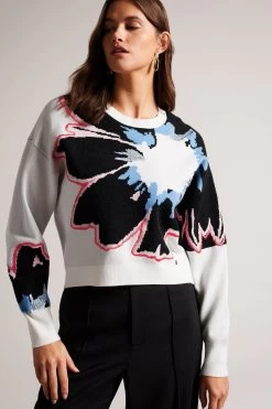 Ted Baker Avrella Placement Jacquard White Sweater