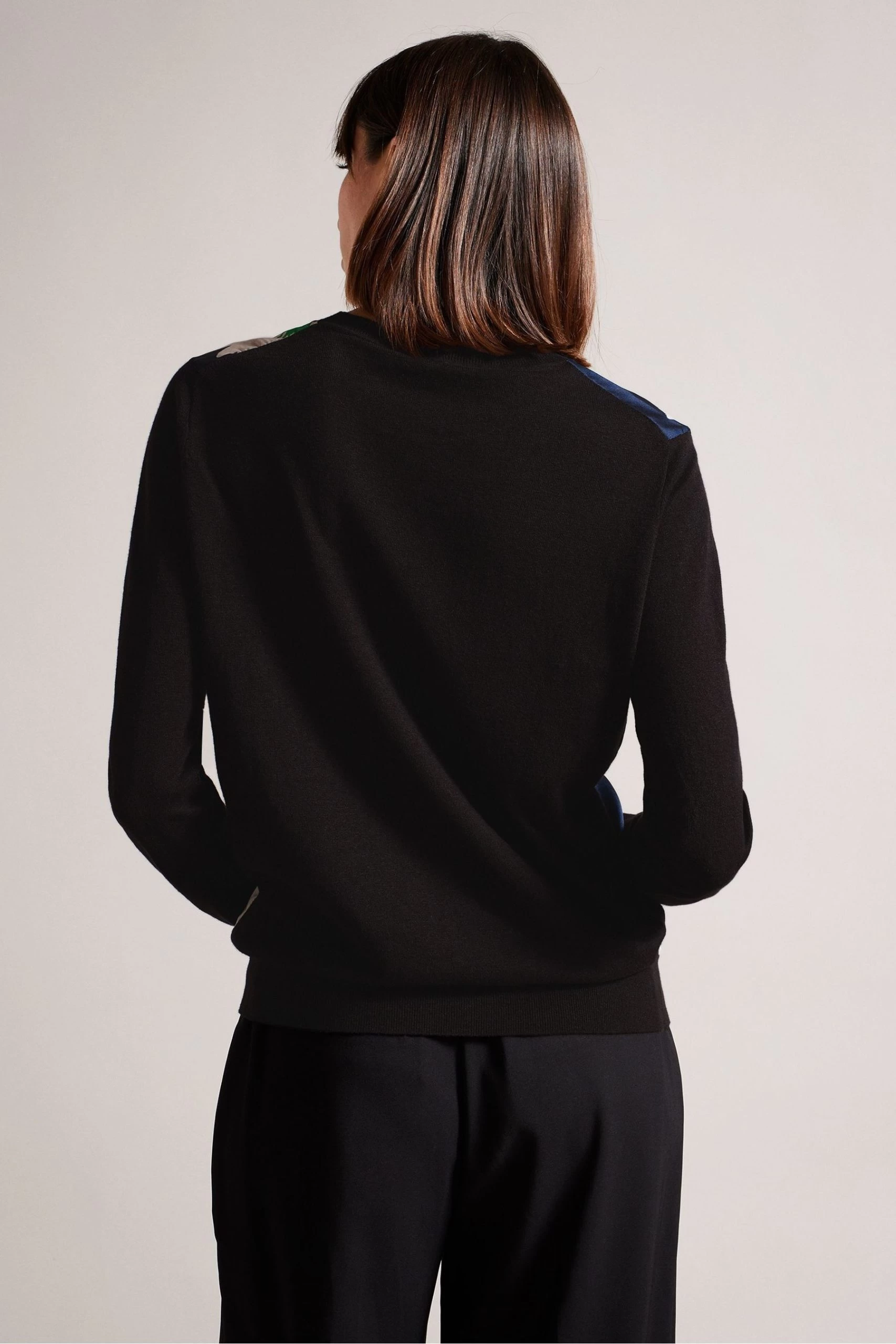 Ted Baker Blue Marola Woven Front Easy Fit Sweater 4 Ted Baker Blue Marola Woven Front Easy Fit Sweater - Image 2