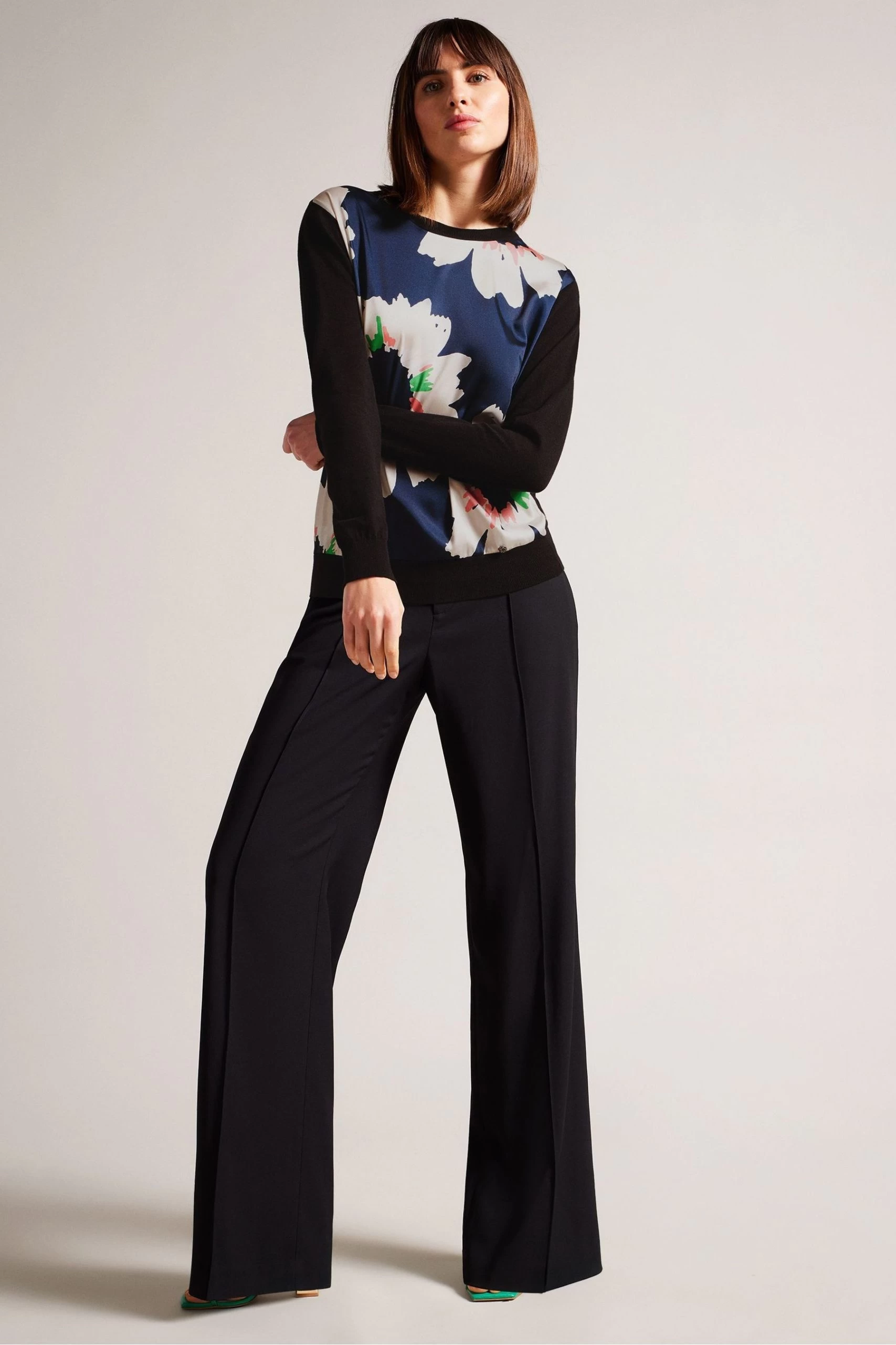 Ted Baker Blue Marola Woven Front Easy Fit Sweater 5 Ted Baker Blue Marola Woven Front Easy Fit Sweater - Image 3