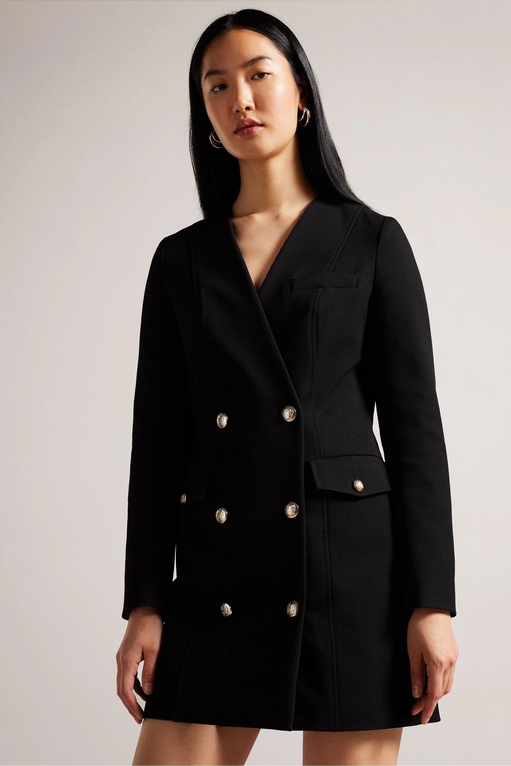 Ted Baker Calihad Double Breasted V-Neck Black Tuxedo Dress 3 Ted Baker Calihad Double Breasted V-Neck Black Tuxedo Dress