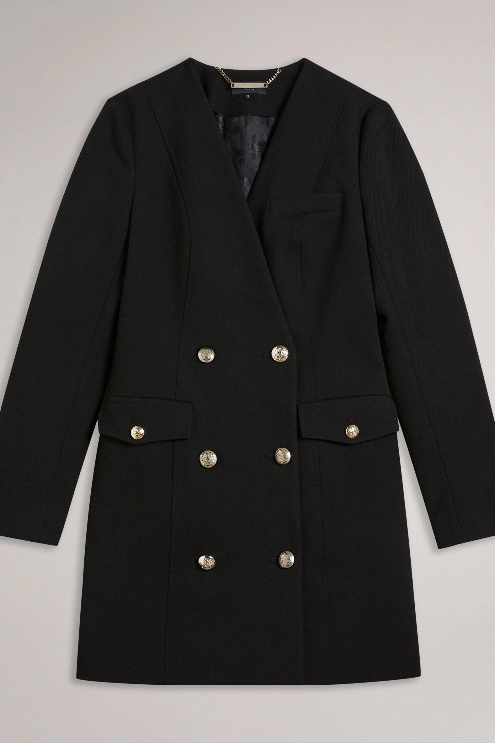 Ted Baker Calihad Double Breasted V-Neck Black Tuxedo Dress 6 Ted Baker Calihad Double Breasted V-Neck Black Tuxedo Dress - Image 4