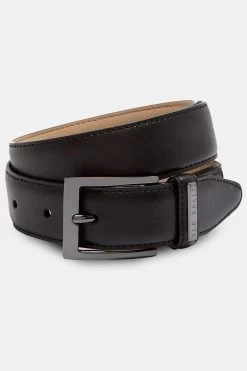 Ted Baker Black Lizwiz Leather Keeper Plate Belt