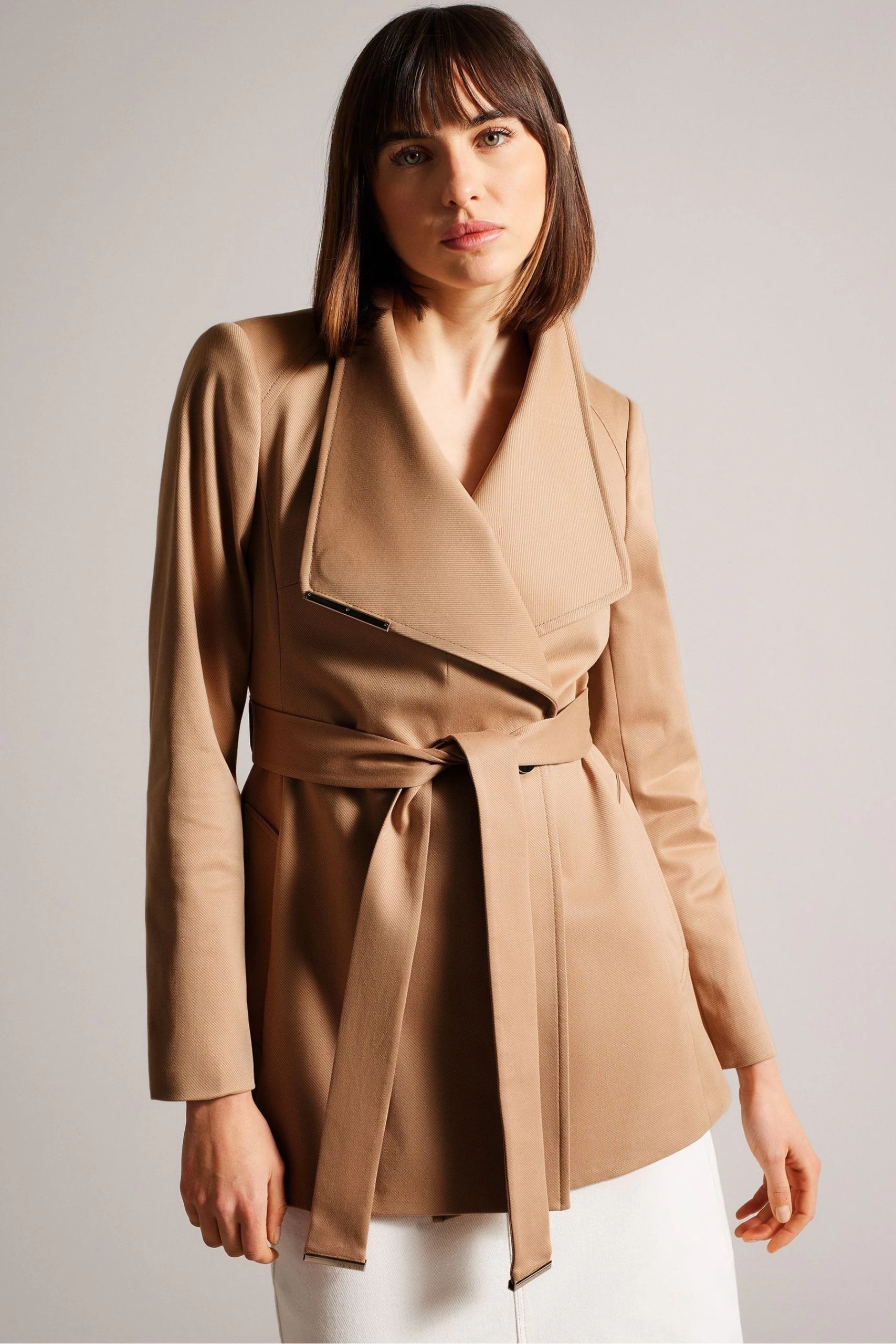 Ted Baker Rosiaas Brown Hip Length Wrap Trench Coat 3 Ted Baker Rosiaas Brown Hip Length Wrap Trench Coat