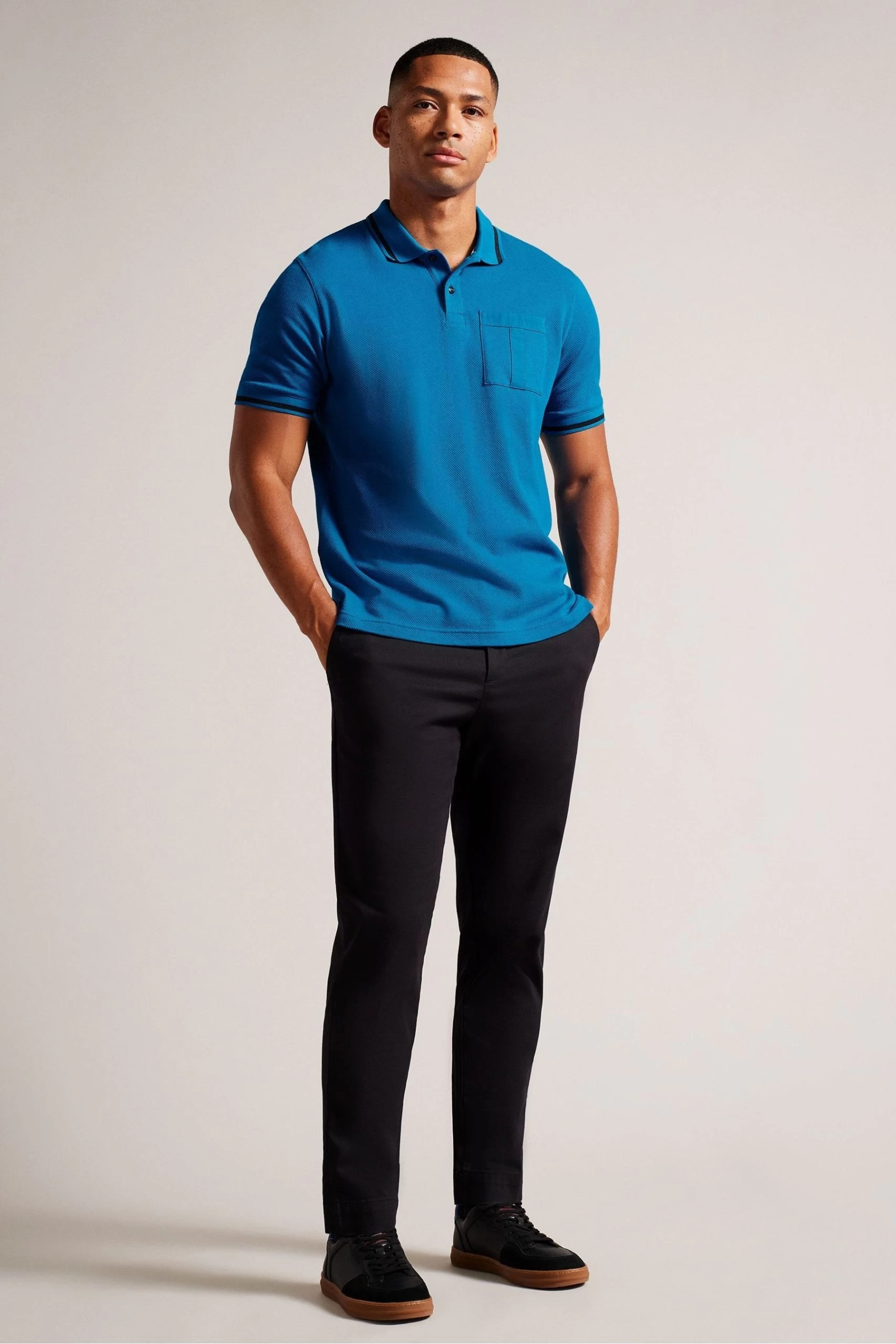 Ted Baker Blue Short Sleeves Regular Polo Shirt With T-Pocket 5 Ted Baker Blue Short Sleeves Regular Polo Shirt With T-Pocket - Image 3