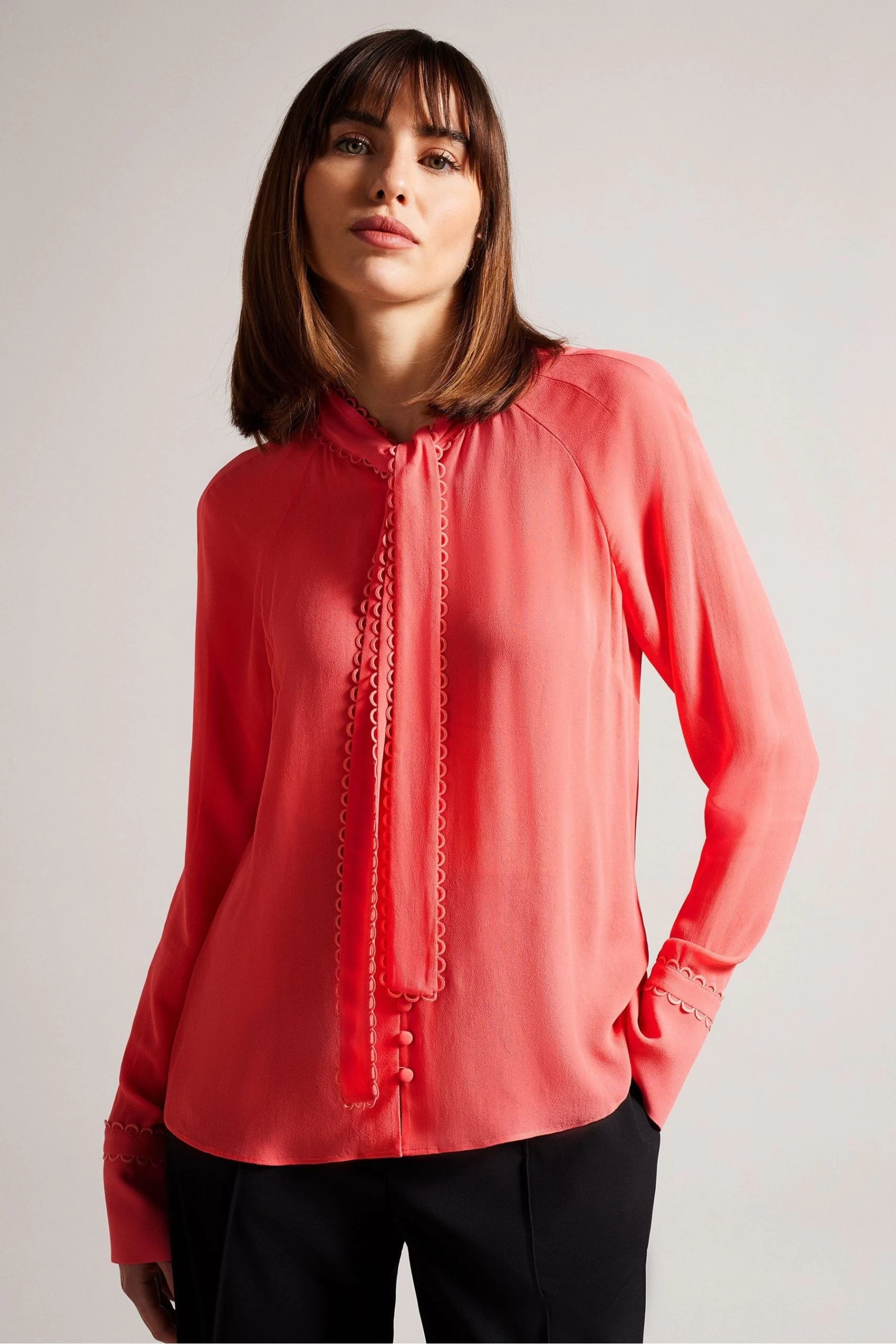 Ted Baker Pink Julinaa Rouleaux Trim Detail Blouse 3 Ted Baker Pink Julinaa Rouleaux Trim Detail Blouse
