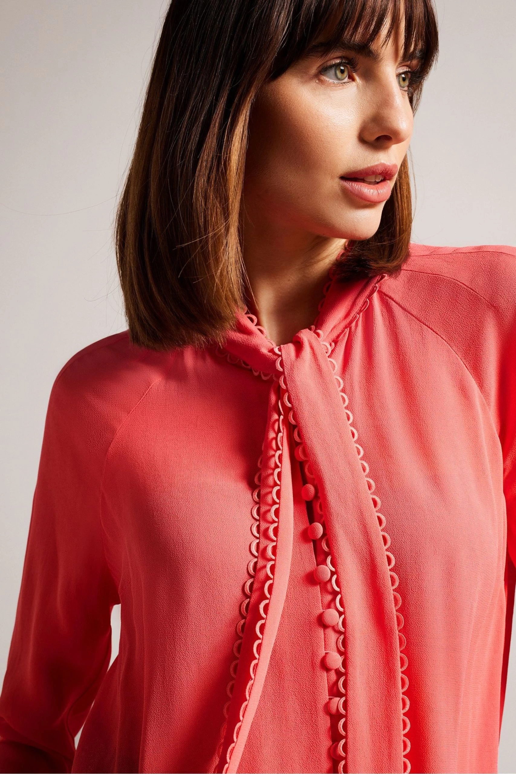 Ted Baker Pink Julinaa Rouleaux Trim Detail Blouse 4 Ted Baker Pink Julinaa Rouleaux Trim Detail Blouse - Image 2