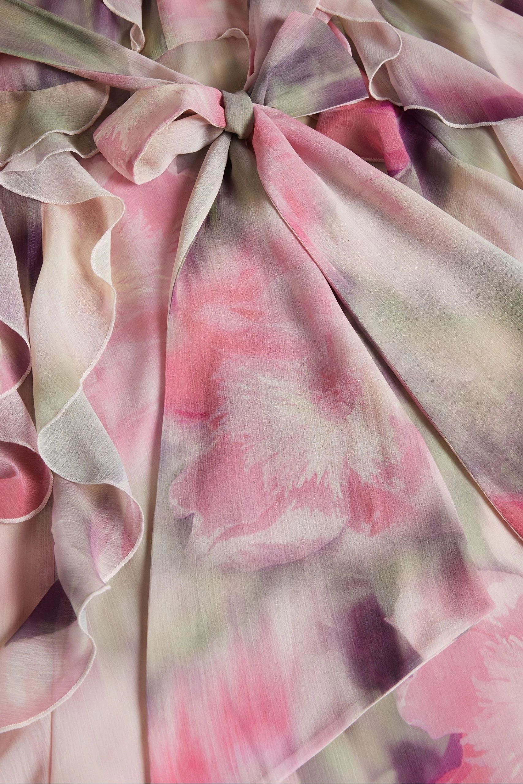 Ted Baker Pink Karenie Coral Frilled Sleeveless V-Neck Maxi Dress 8 Ted Baker Pink Karenie Coral Frilled Sleeveless V-Neck Maxi Dress - Image 6