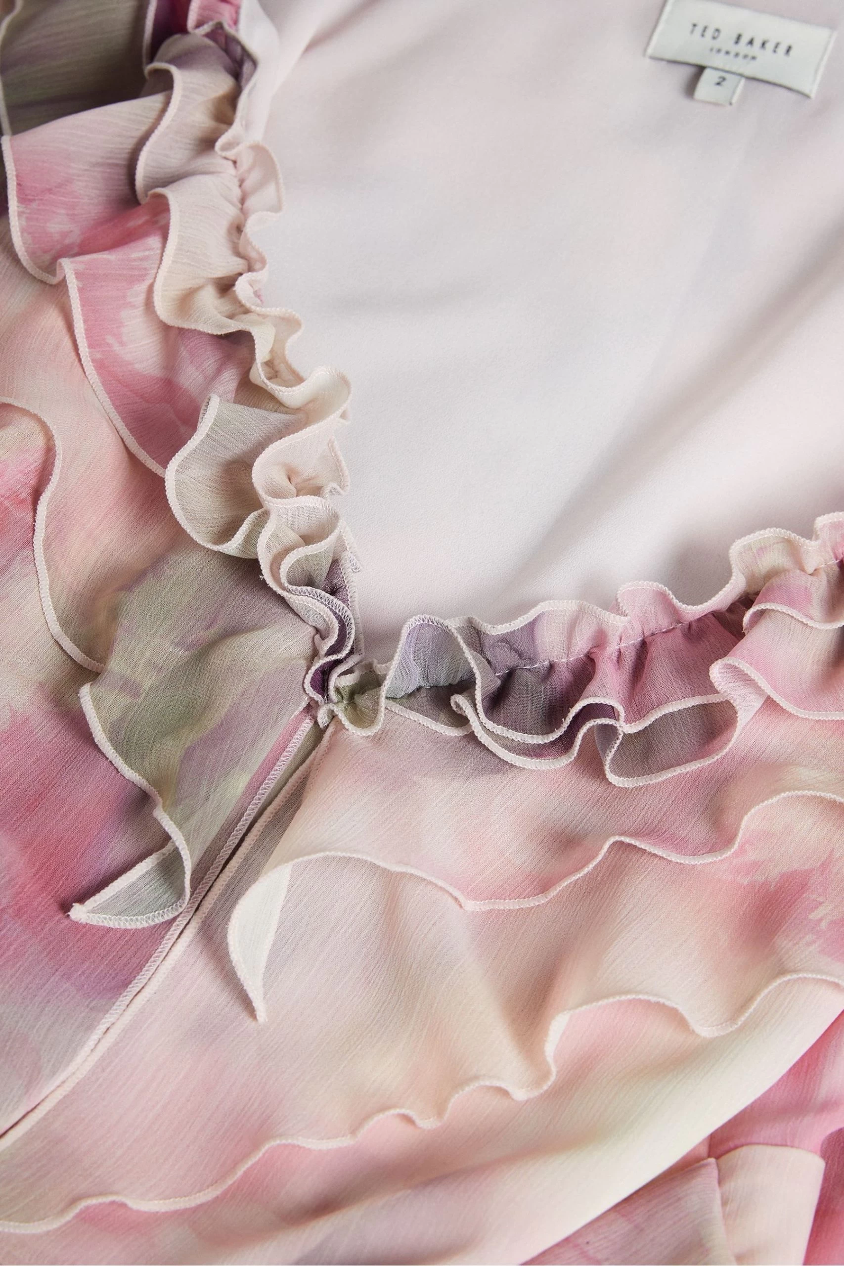 Ted Baker Pink Karenie Coral Frilled Sleeveless V-Neck Maxi Dress 9 Ted Baker Pink Karenie Coral Frilled Sleeveless V-Neck Maxi Dress - Image 7