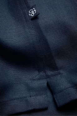 Ted Baker Wesland Navy Blue Short Sleeved Linen Blend Revera Shirt -Ted Baker Shop 834882s5