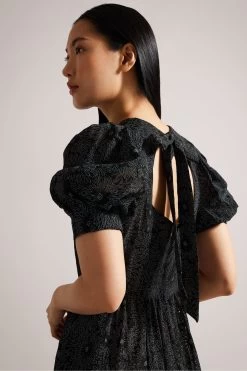 Ted Baker Meganie Puff Sleeve Tiered Midi Black Dress 10 Ted Baker Meganie Puff Sleeve Tiered Midi Black Dress -Ted Baker Shop 857958s4