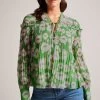 Ted Baker Green Ellerie Blouson Sleeve Swing Blouse