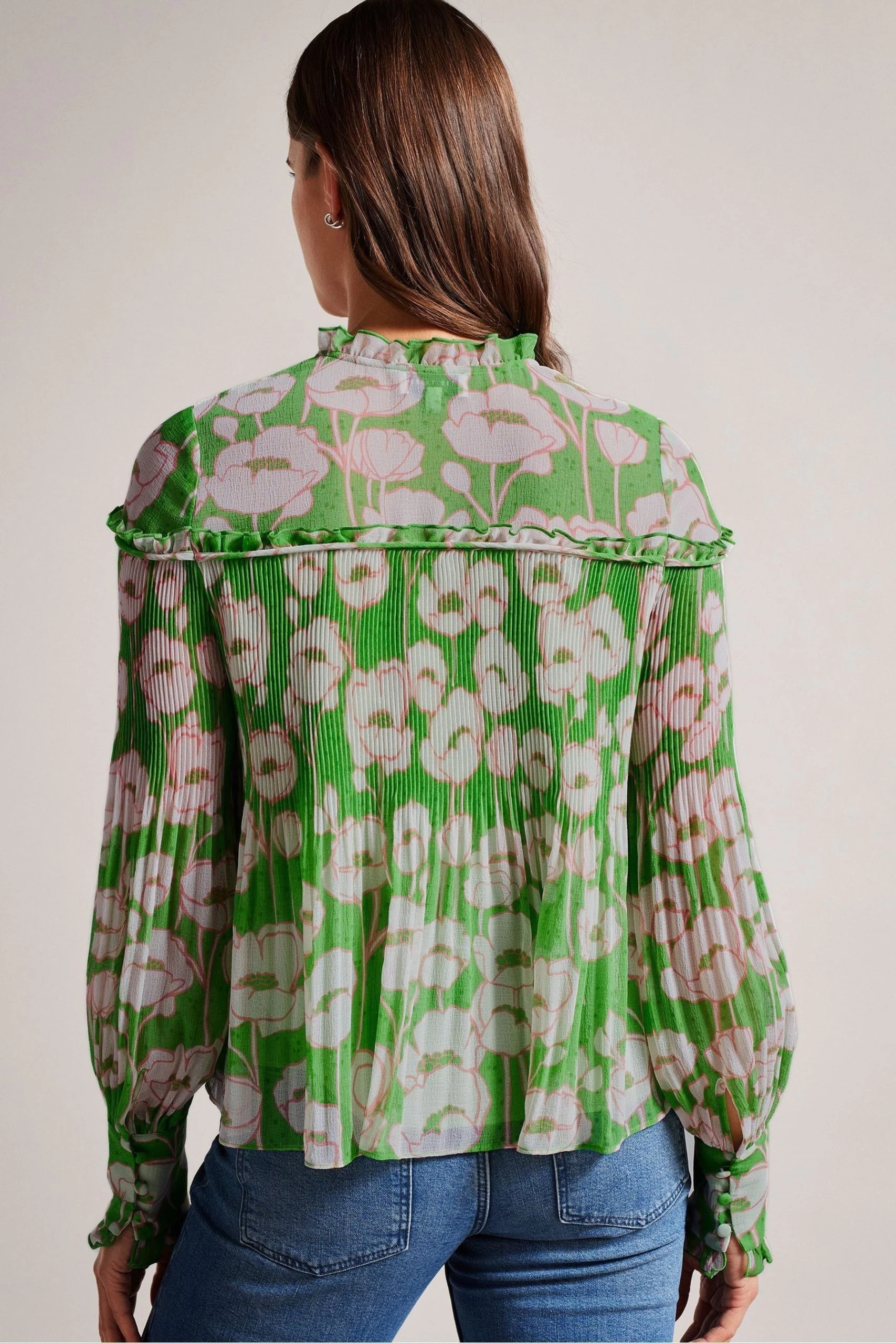 Ted Baker Green Ellerie Blouson Sleeve Swing Blouse 4 Ted Baker Green Ellerie Blouson Sleeve Swing Blouse - Image 2