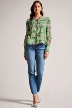 Ted Baker Green Ellerie Blouson Sleeve Swing Blouse 10 Ted Baker Green Ellerie Blouson Sleeve Swing Blouse -Ted Baker Shop 872275s4